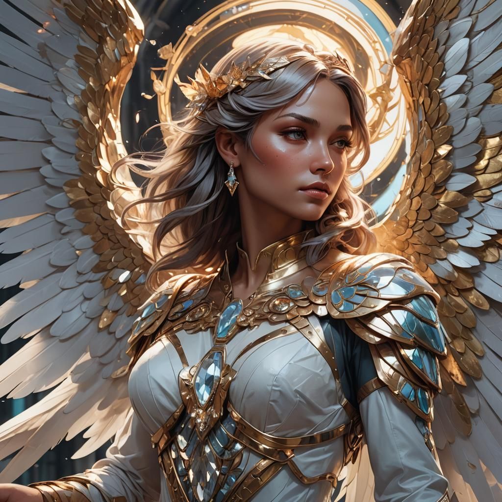 Diamond Angel Portrait in Hyperdetailed Lighting