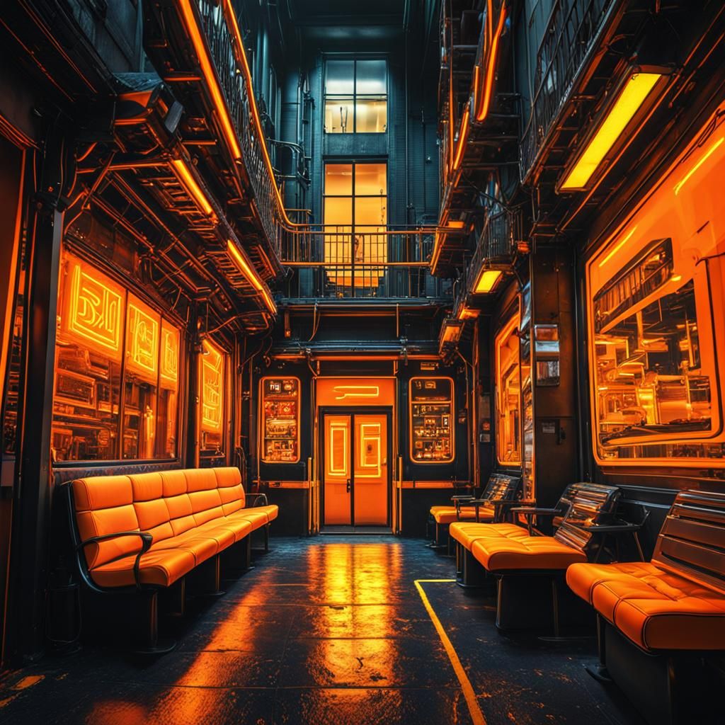 Neon Orange and Yellow Composition in HDR