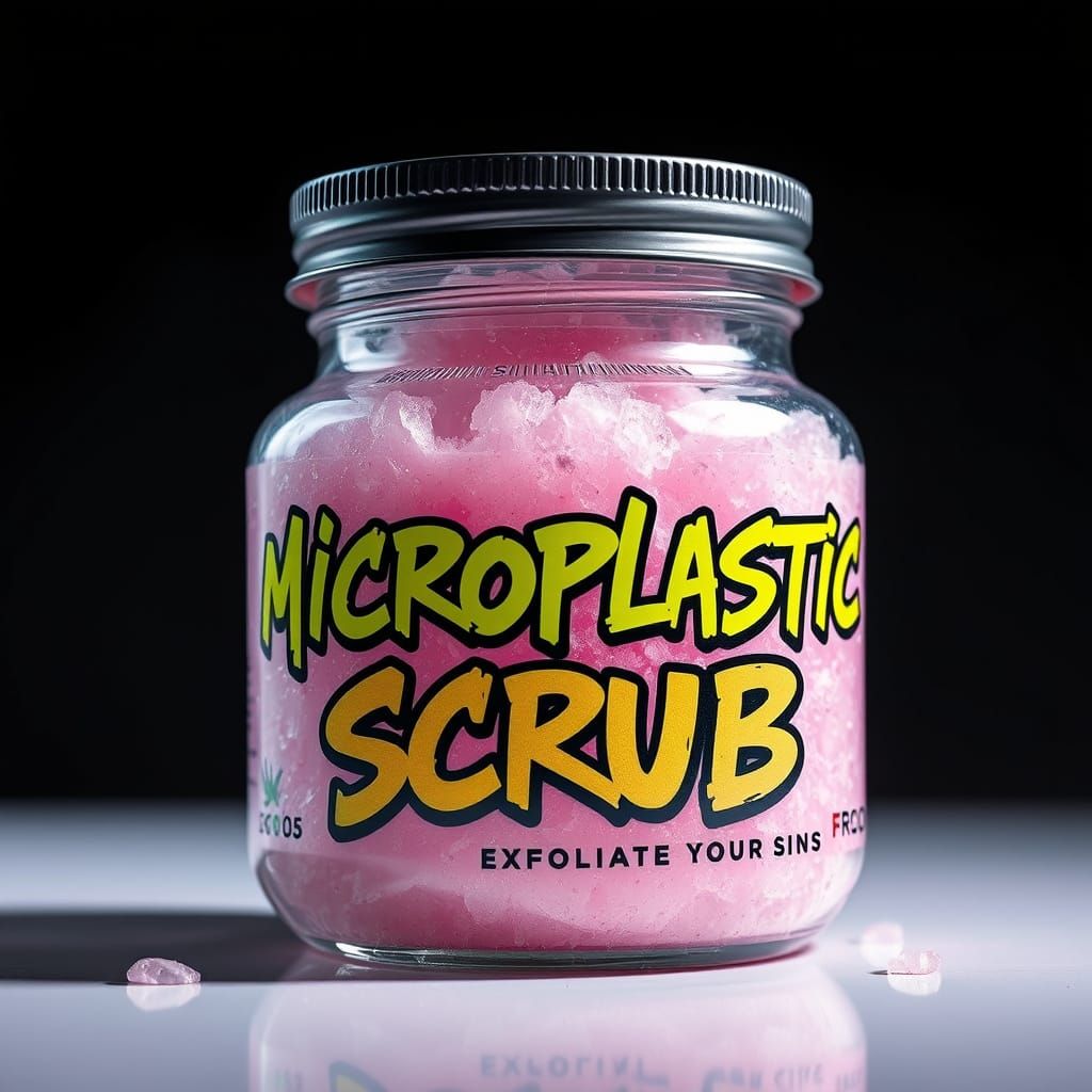Graffiti-Style Microplastic Scrub in Cyberpunk Futurism