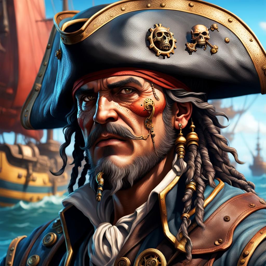 Intricately Detailed Steampunk Buccaneer Portrait