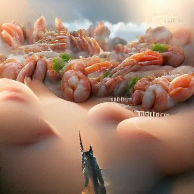 Detailed Matte Painting of a Shrimp Human