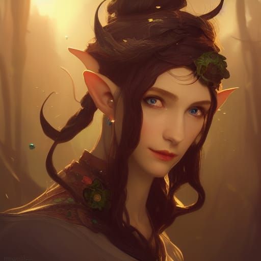 Whimsical Elf Portrait in Hyperdetailed Style