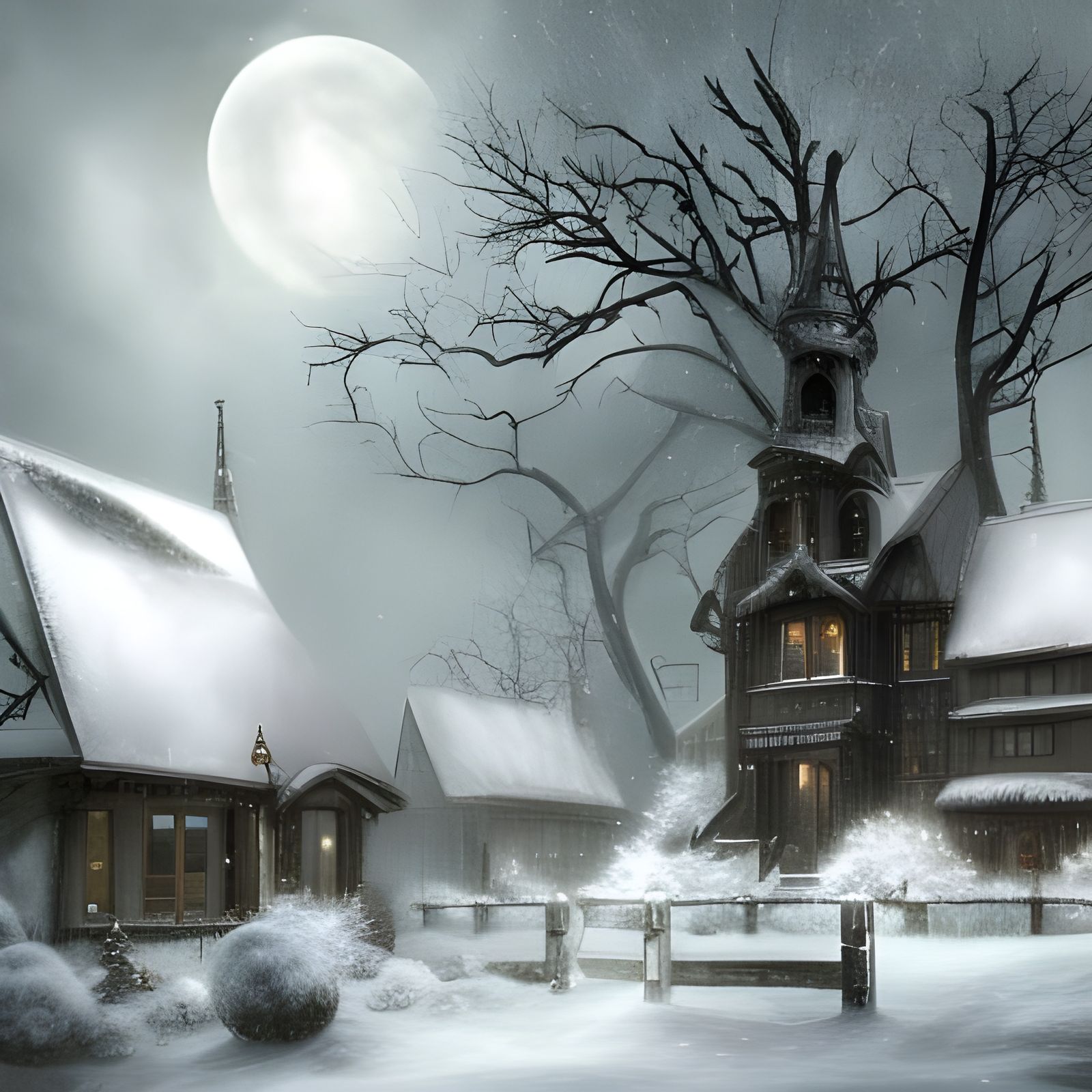 Gothic Christmas Scene in Dark Fantasy Style
