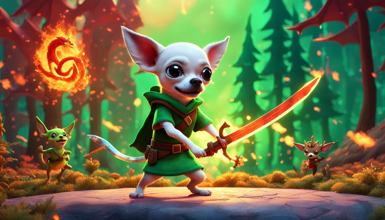 Link Chihuahua and Goblins in 3D Digital Art