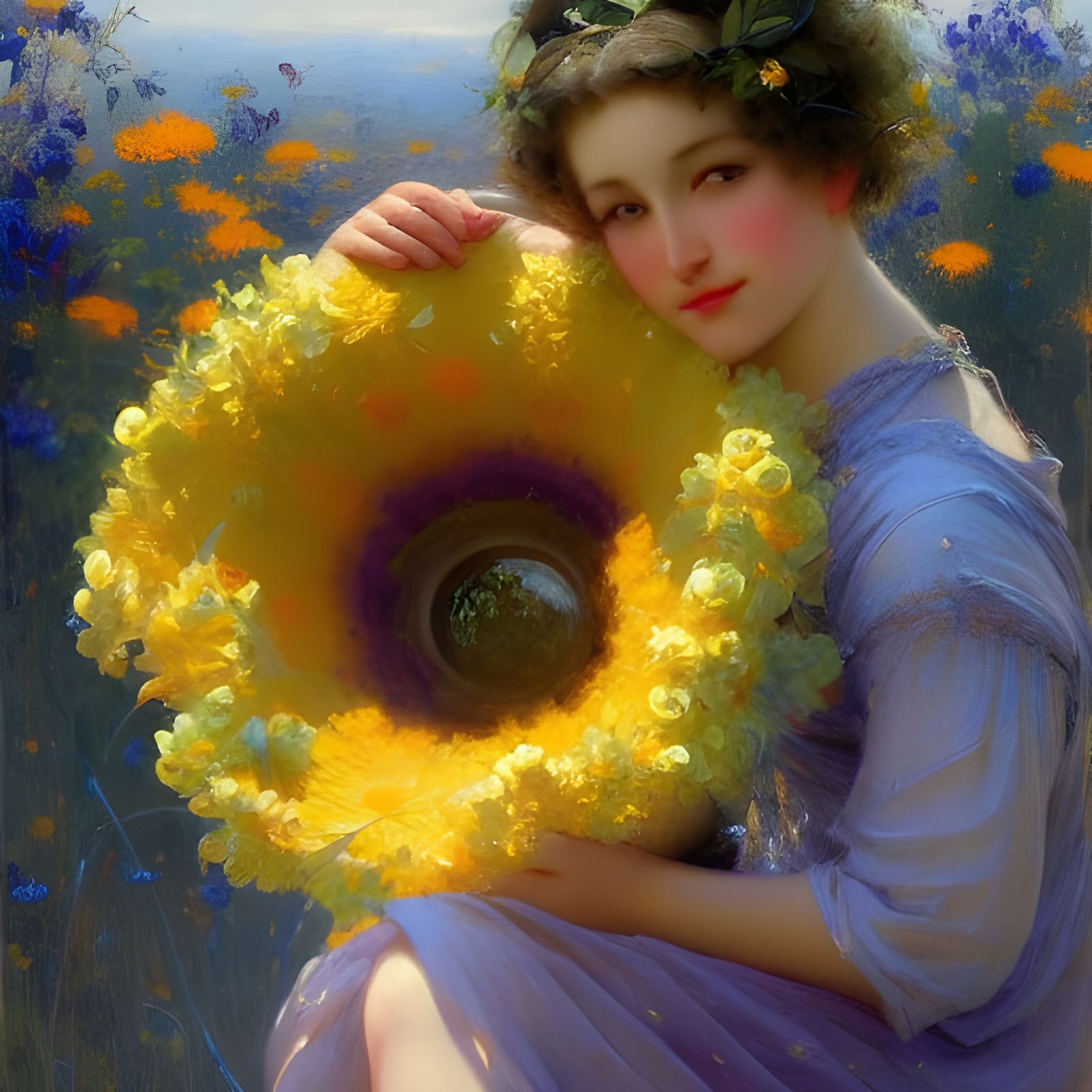 Hyperdetailed Art Deco Flower Meadow