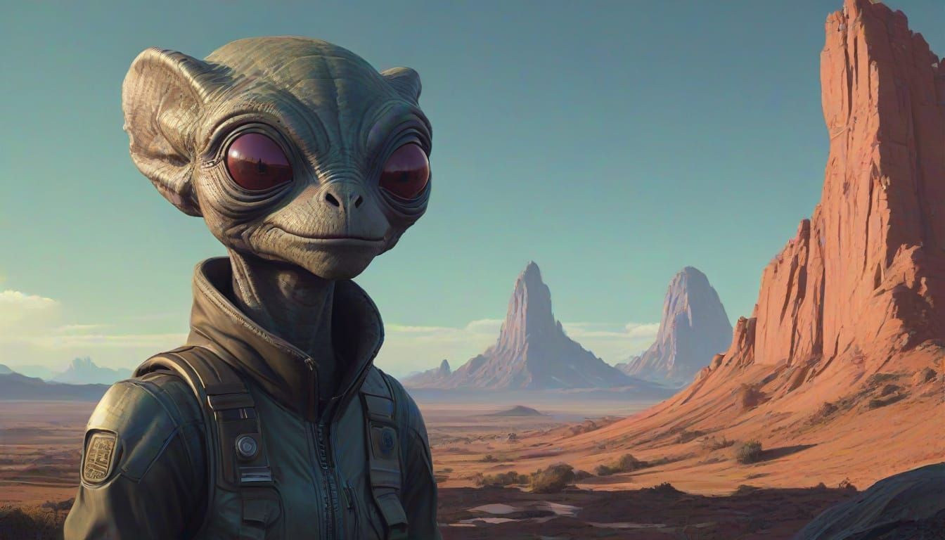 Furry Alien in a Dystopian Landscape