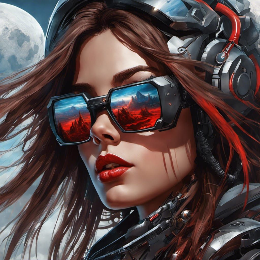 Solarpunk Woman Portrait with Detailed Matte Finish