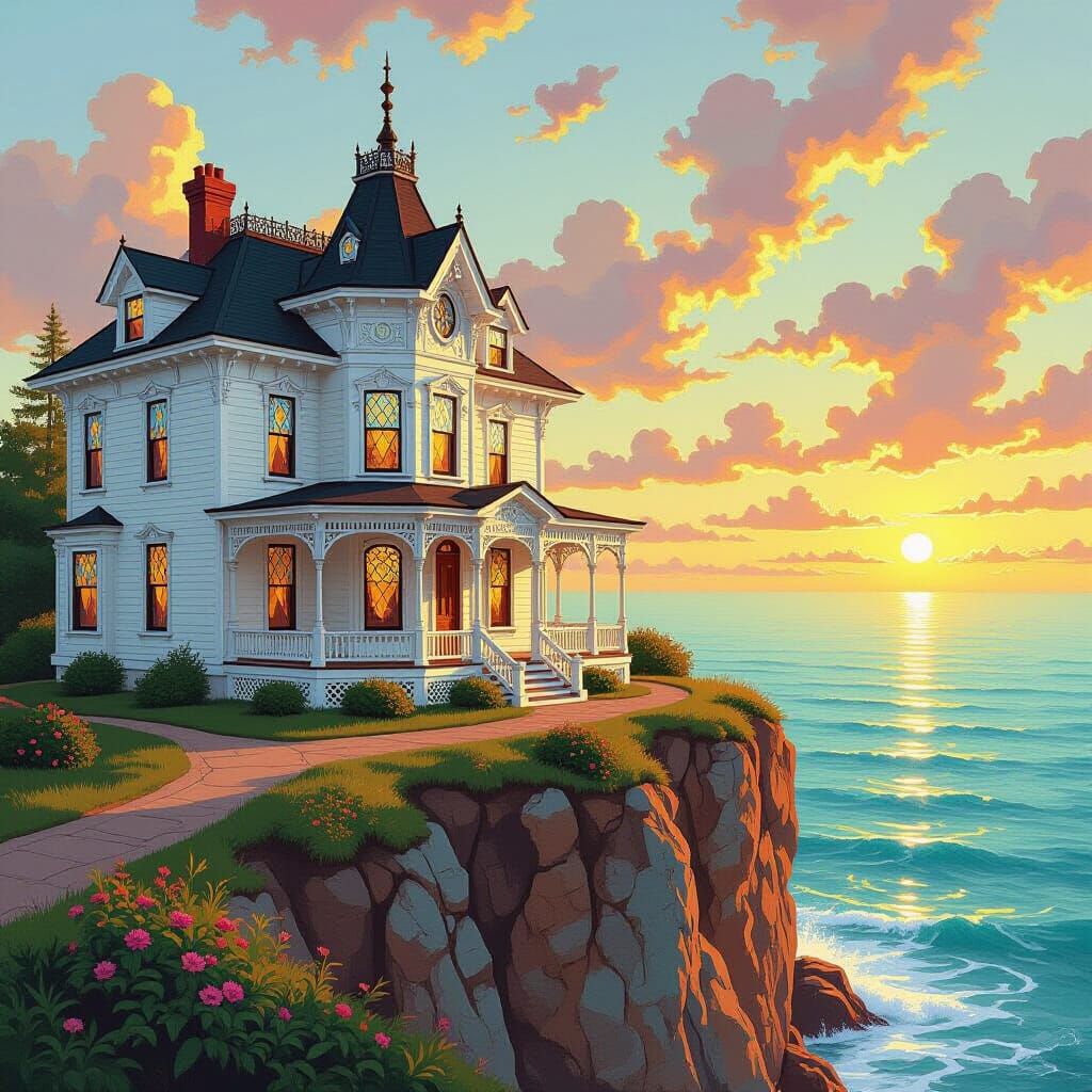 Victorian Mansion Overlooking the Ocean