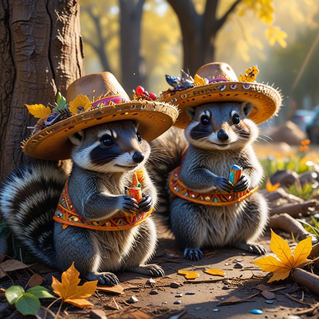 Festive Forest Animals Celebrate in Graffiti Style