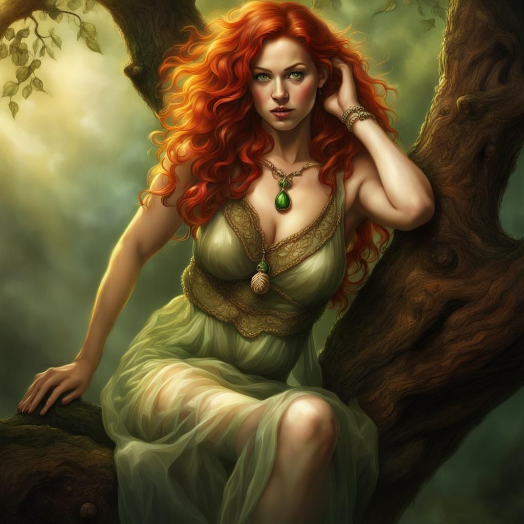 Redhead in Forest: Fantasy Concept Art