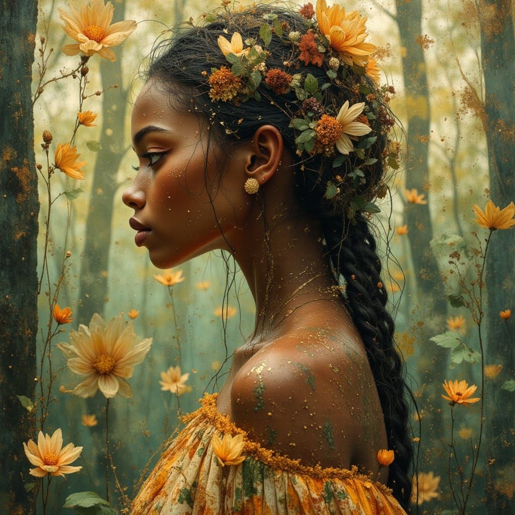 Earth Goddess Portrait in Enchanted Forest