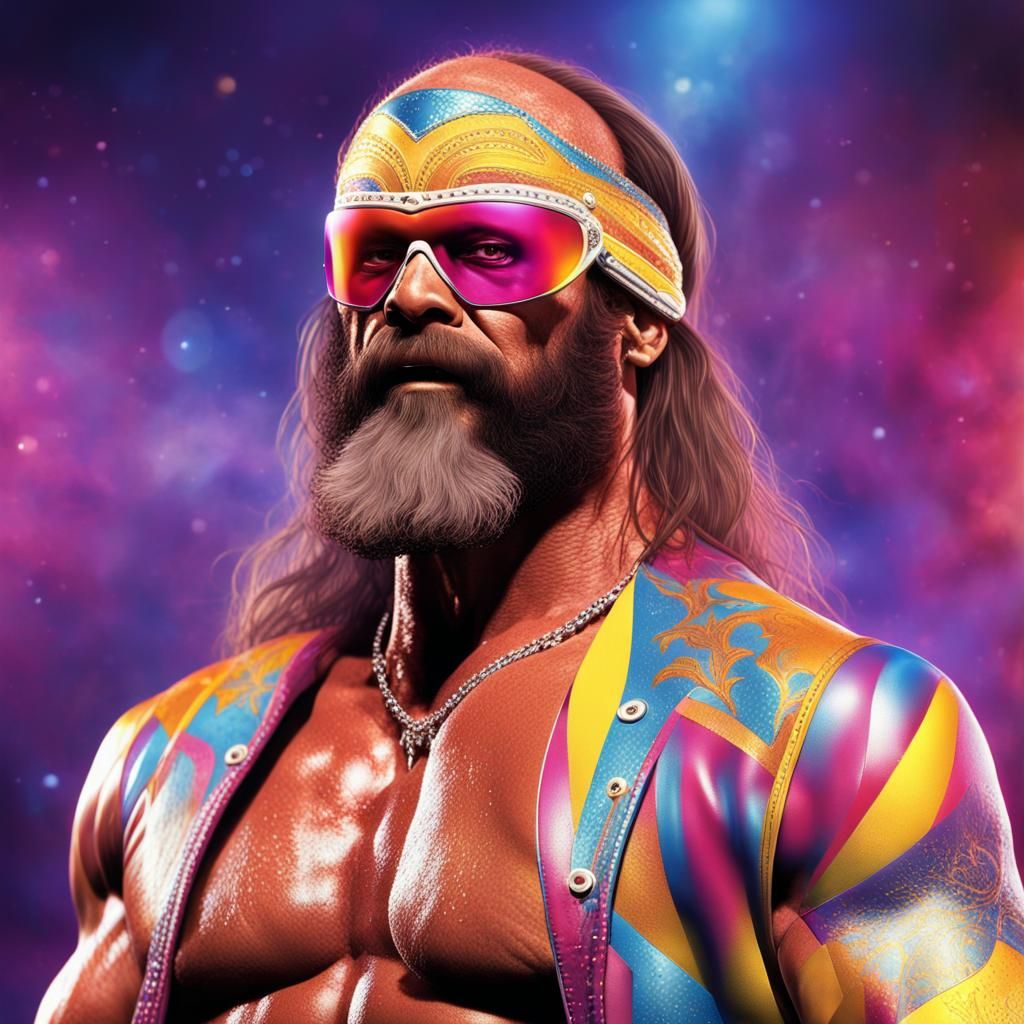 Randy Savage Illustrated in Sports Magazine Style