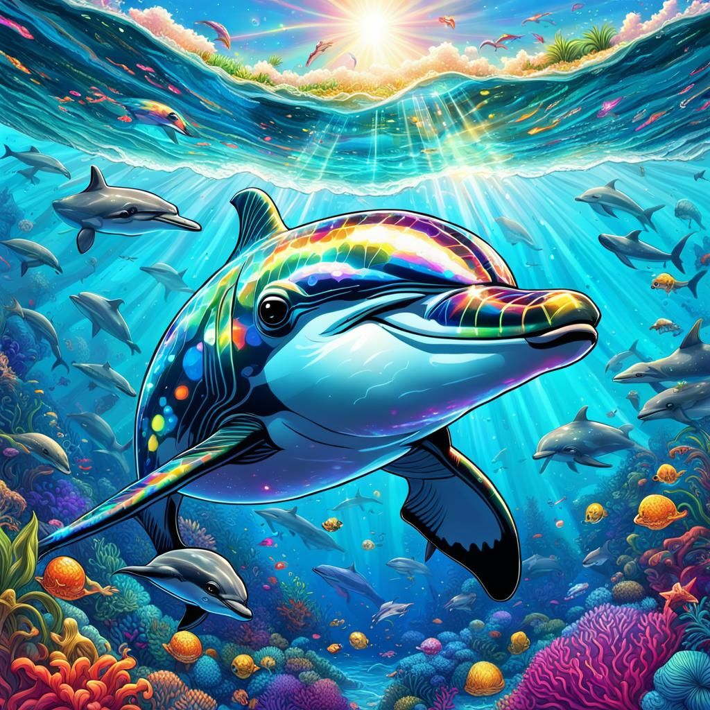 Cute Dolphin in Sunglasses Comic Art