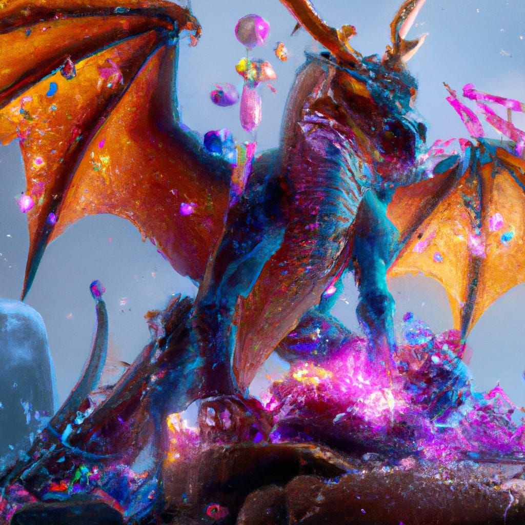 Epic Dragon Guarding Crystalline Candy: Art Nouveau Digital ...