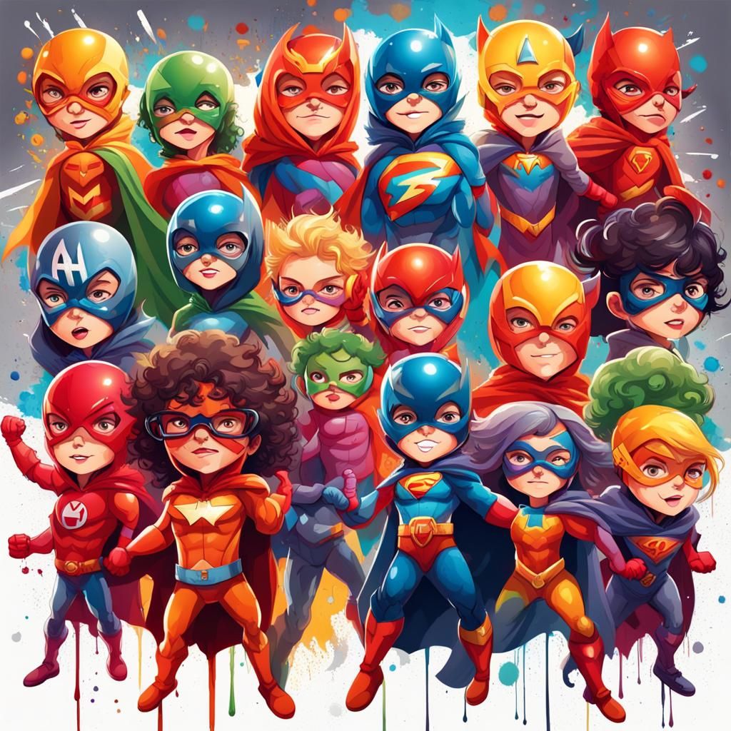 Child Superheroes Graffiti Art Representing Affirmations