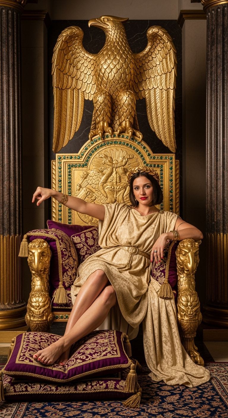 Roman Empress on Jeweled Throne in Imperial Palace