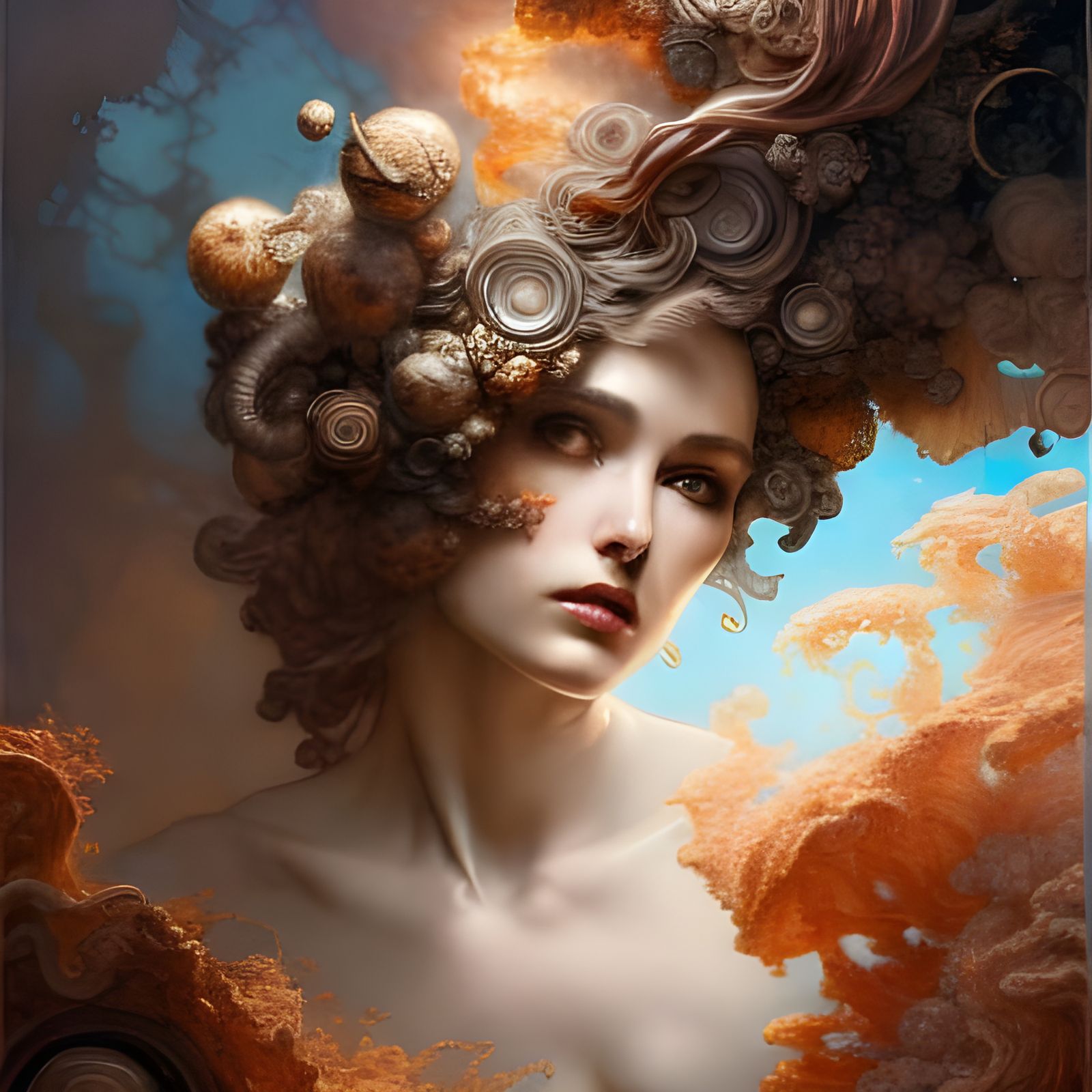 Intricate Rococo Jupiter Off-gassing in Space