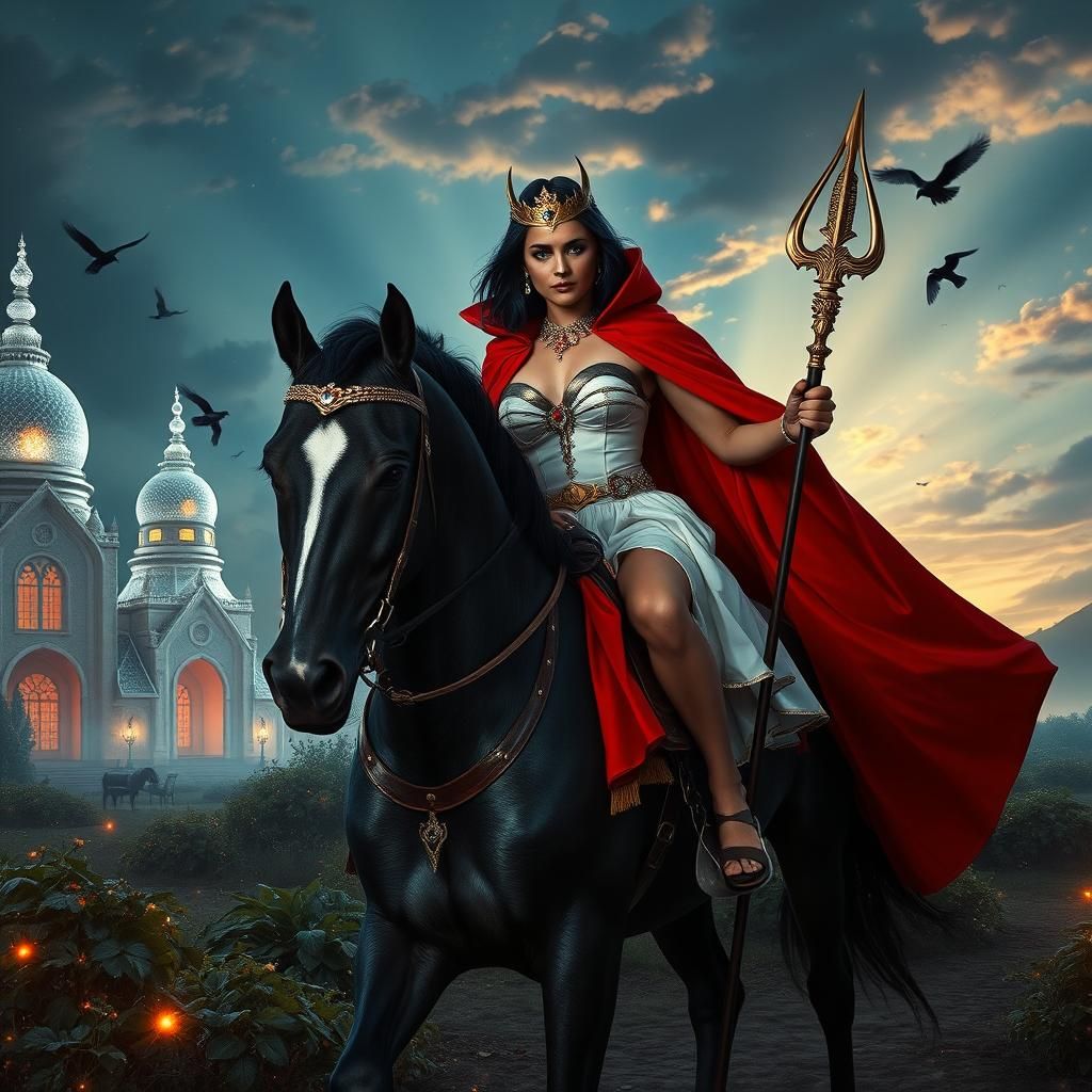 Photo-réaliste : Superbe cheval noir à la crinière immaculée...