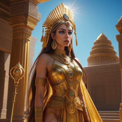 Ancient Mesopotamian Princess in Regal Splendor