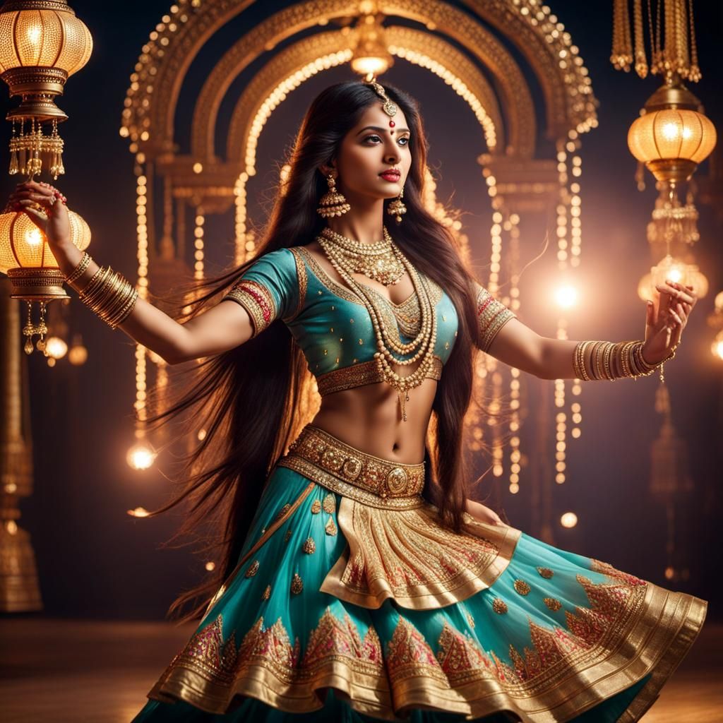 Sensuous Indian Dancer in a Cinematic Setting