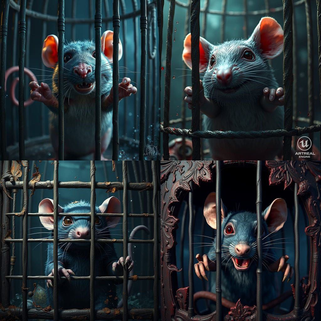 Fantastical Rat in Captivity, Illustrated in Detailed Matte...