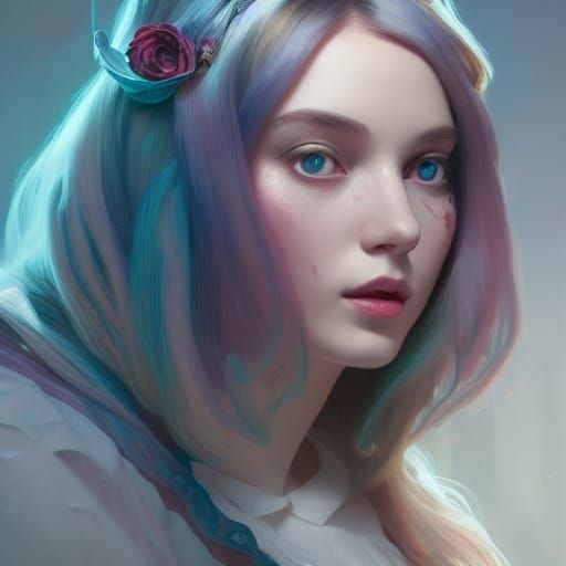 Alice in Wonderland Portrait in Art Nouveau Style