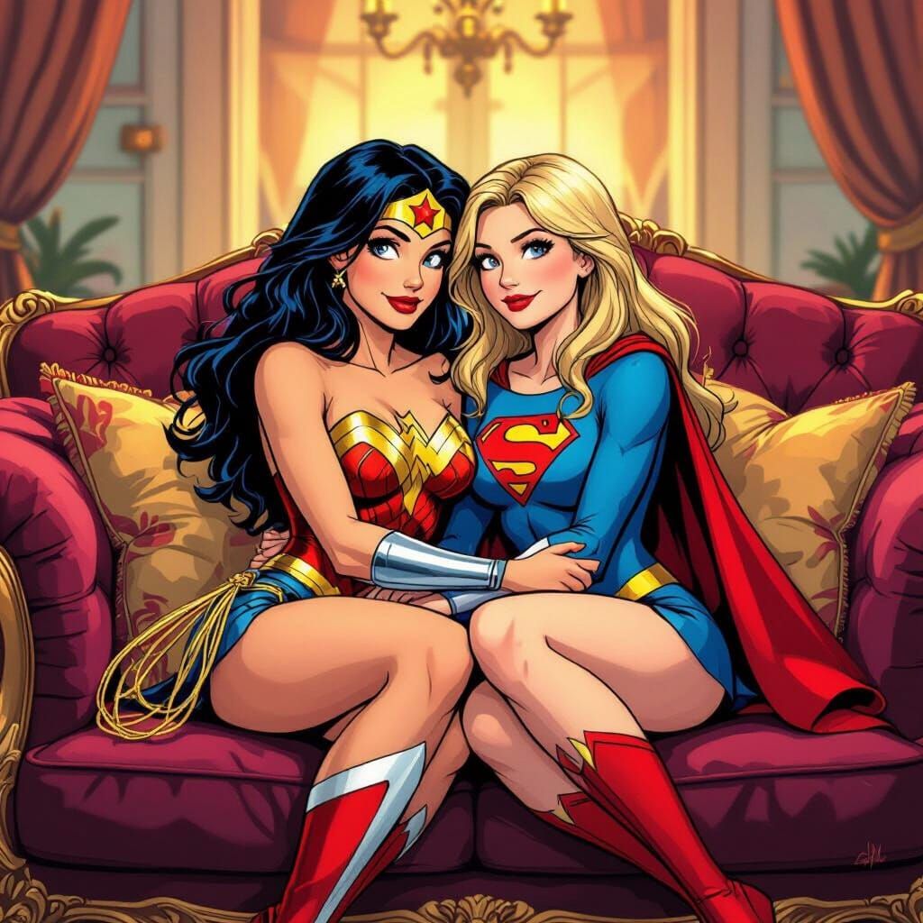 Wonder Woman and Supergirl: Cozy Comic Art