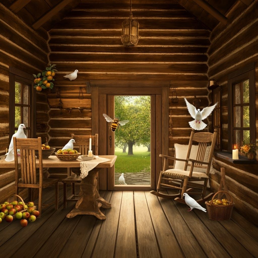 Cozy Home Scene with Rustic Charm and Natural Elements