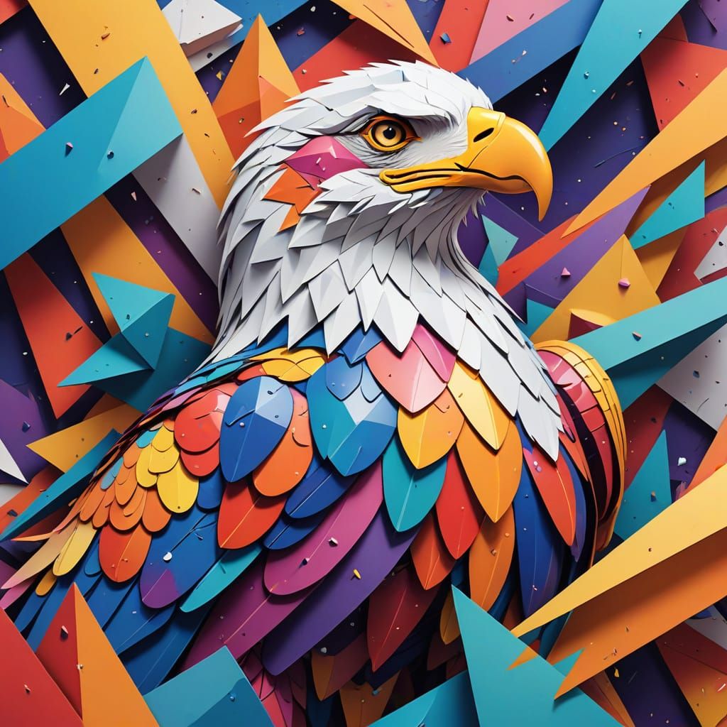 Vibrant Watercolor Eagle in Abstract Sky
