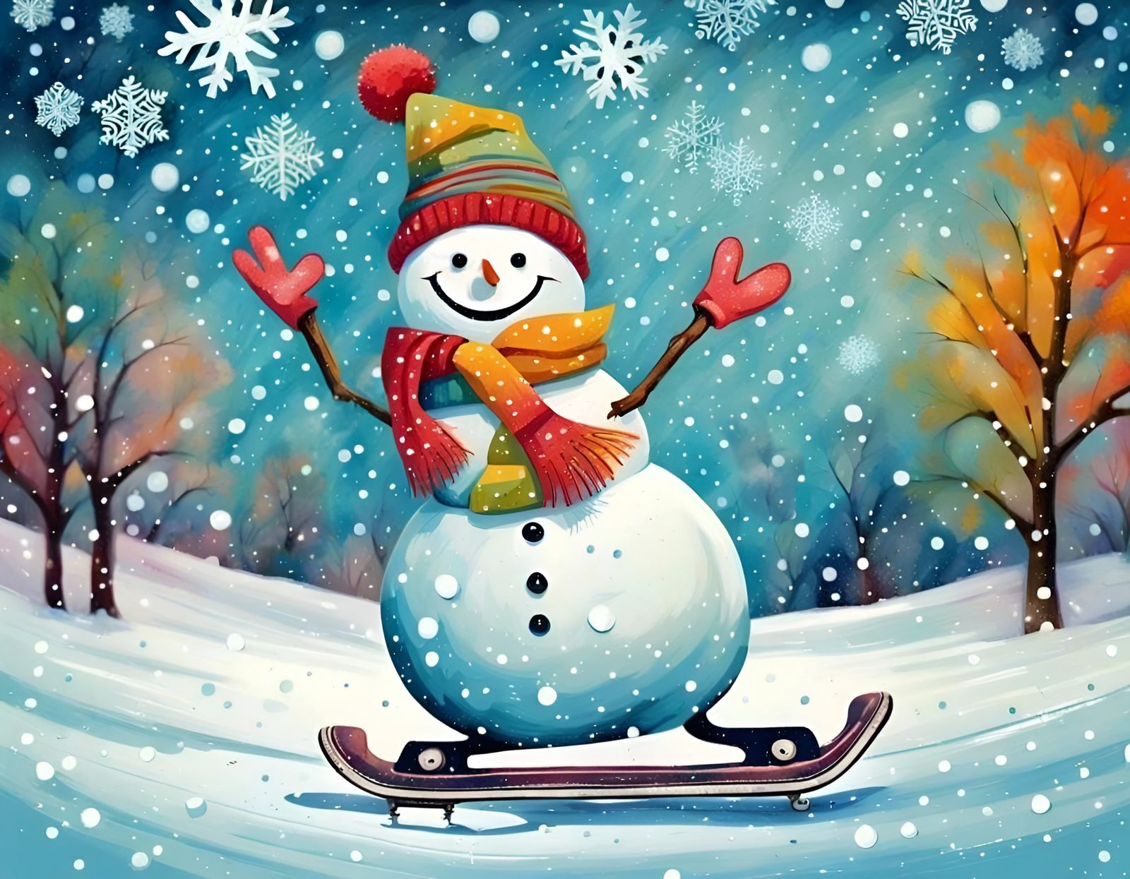 Snowboarding Snowman