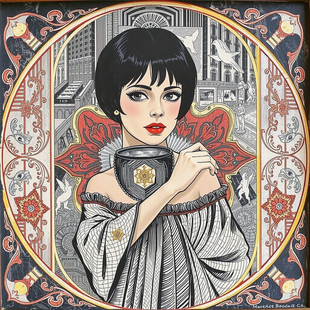 Etched Portrait of Louise Brooks