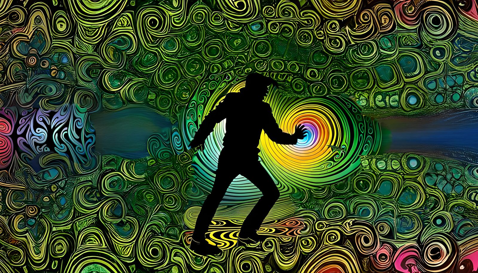 Kaleidoscopic Shadow Guardian in Futuristic Horror Style