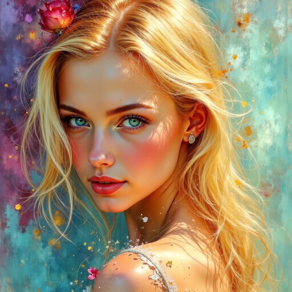 Blonde Dancer in Textured Oil Painting