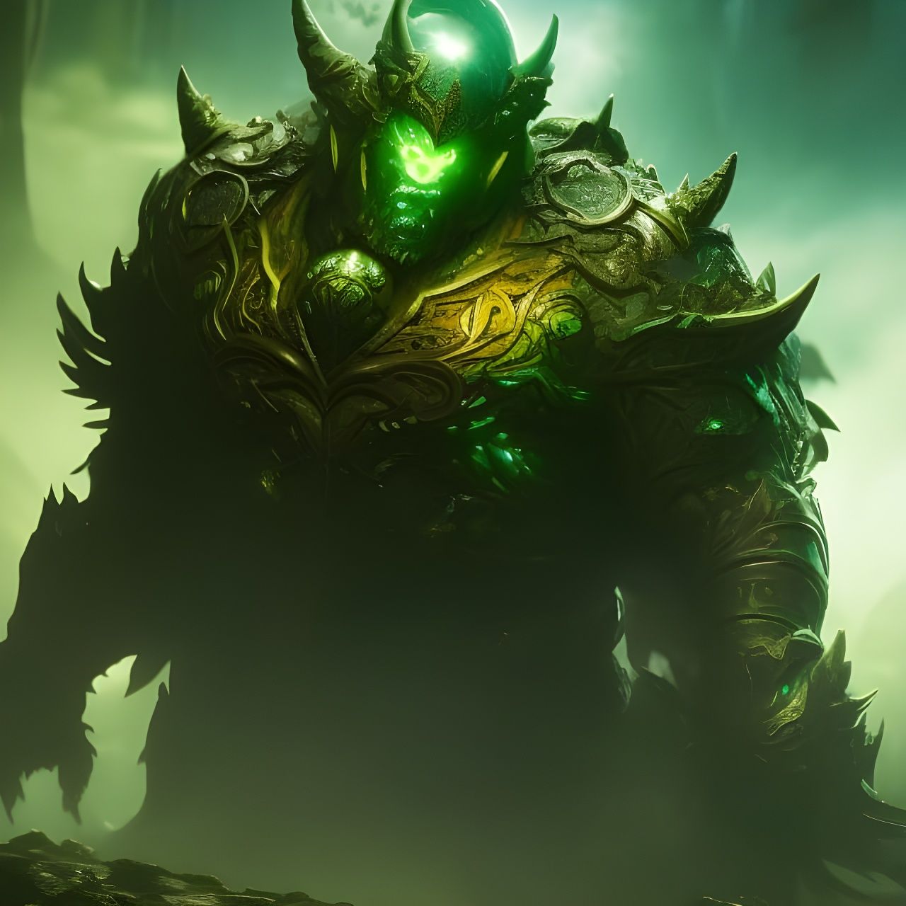 Demonic Ooze Monster in a Green Swamp
