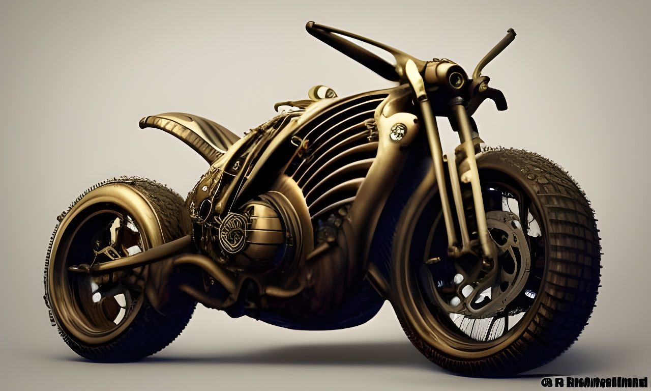 Steampunk Cybernetic Motorcycle 3D Render in Unreal Engine