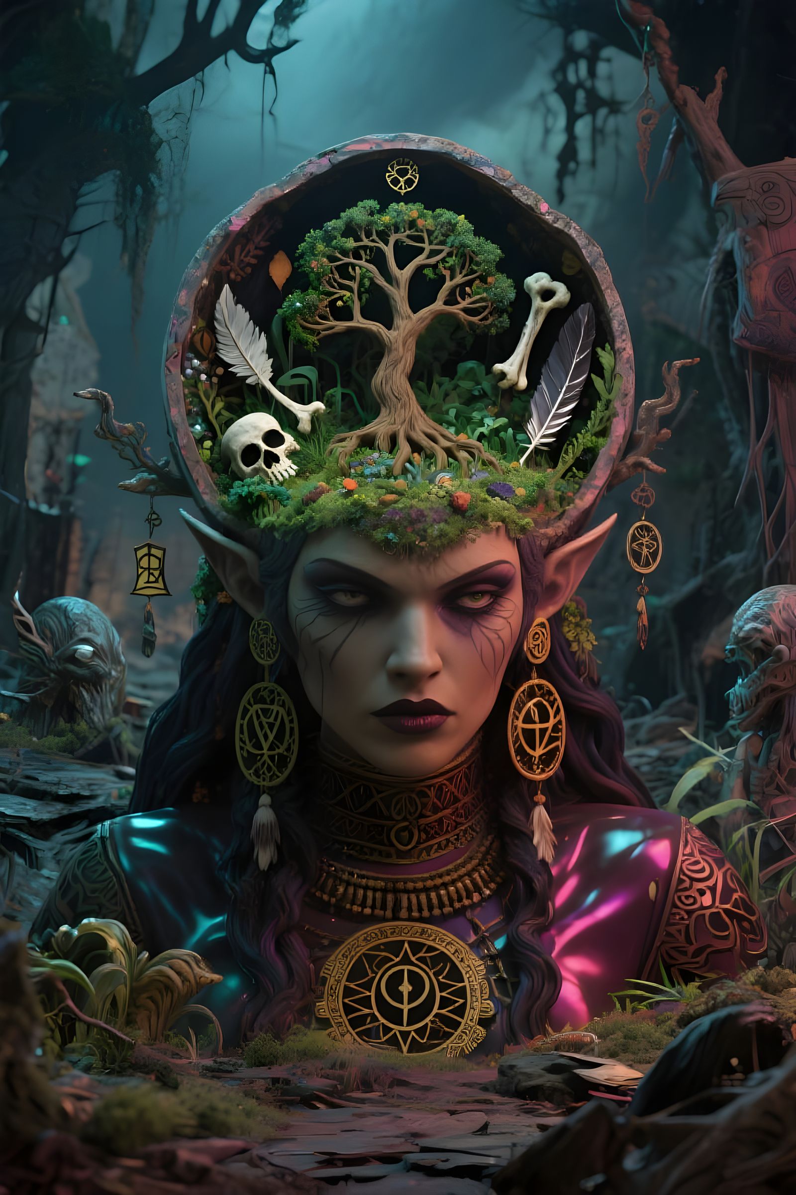 Voodoo Priestess Garden Head in Post-Apocalyptic World