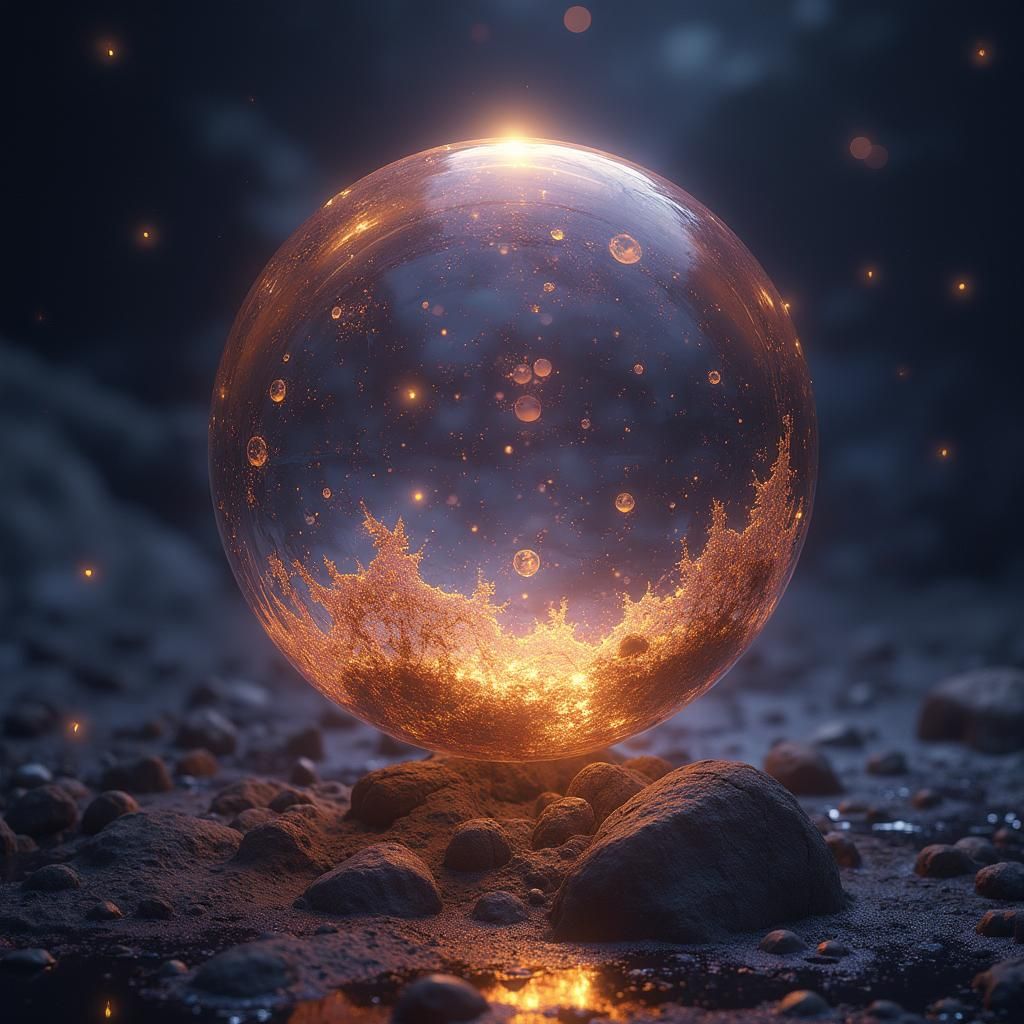 Glass Sphere in Space: Digital Matte Painting