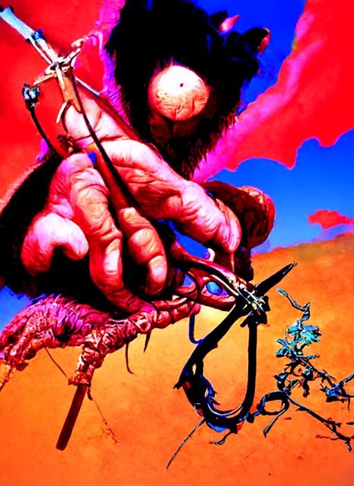 Barbed Wire Bunny with Hedge-Clipper Hands