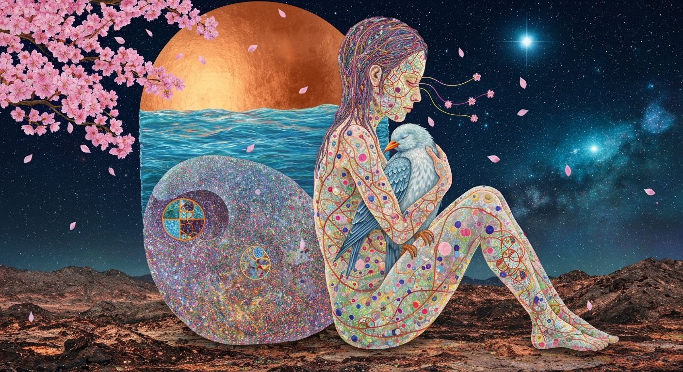 Mystical Shaman in Trance, Ethereal Journey as Collage