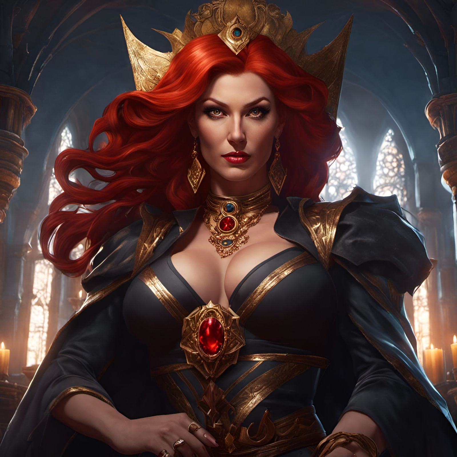 Evil Priestess Portrait in Art Nouveau Style