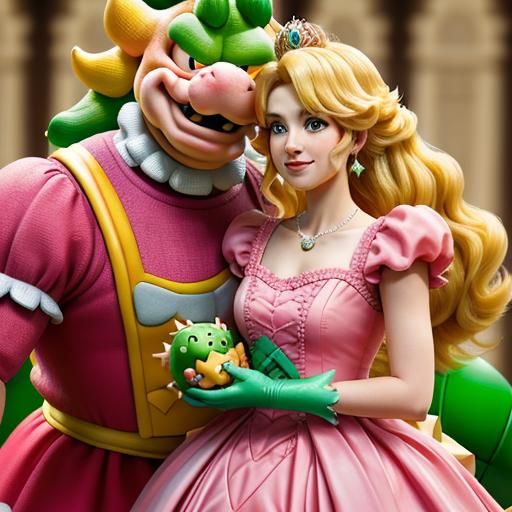 Princess Peach and Bowser after giving birth to Bowser Junior's egg