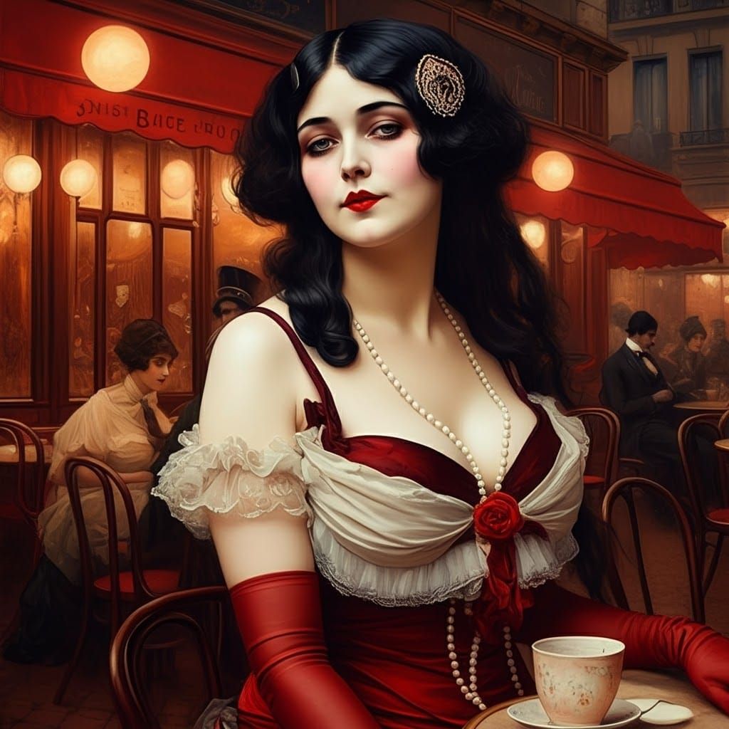 1920s Portrait of a French Ingenue in Art Deco Style