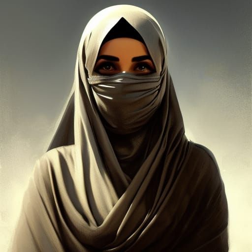 Iraqi Woman in Niqab: Hyperdetailed Portrait
