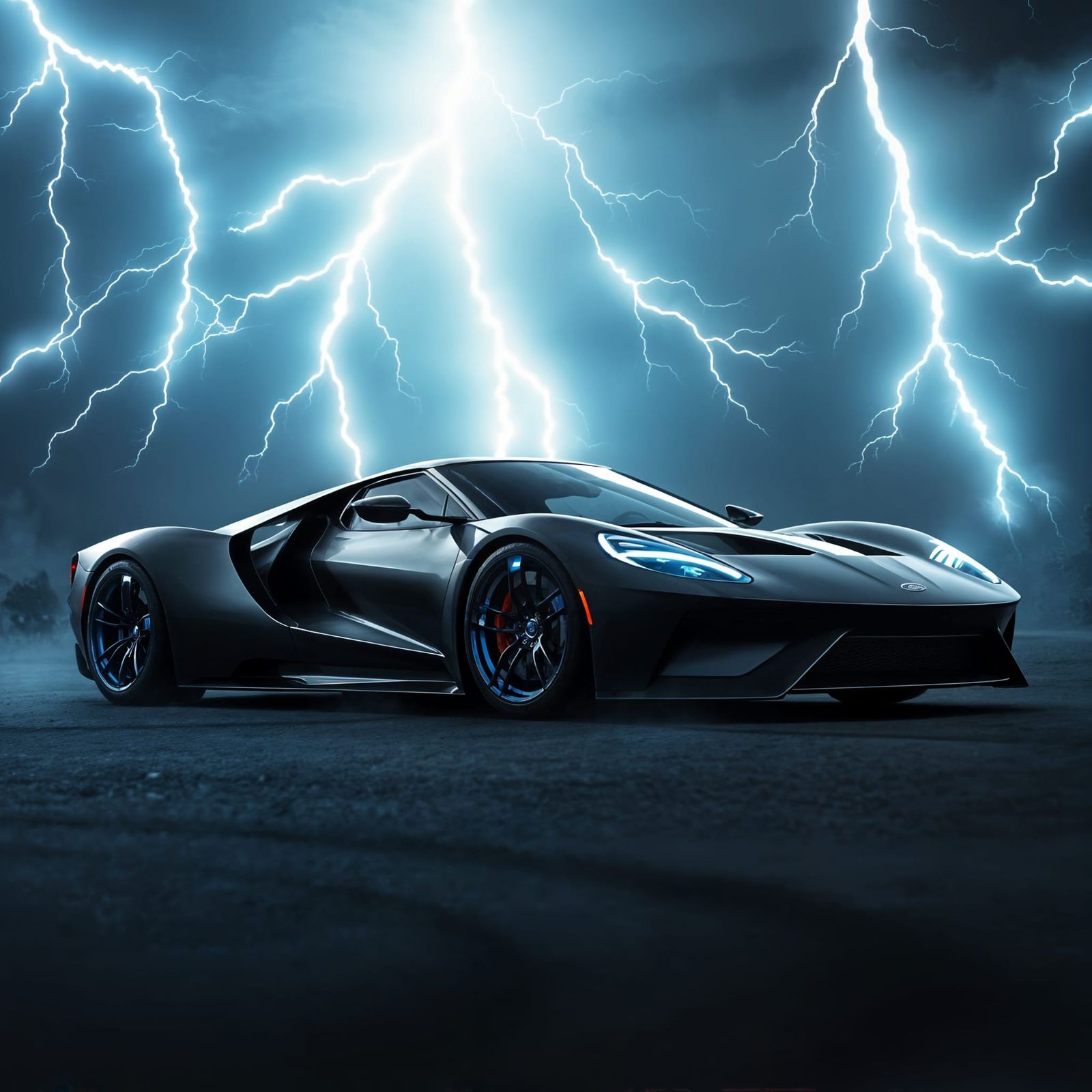 Cyberpunk Ford GT Speedster in Deep Space