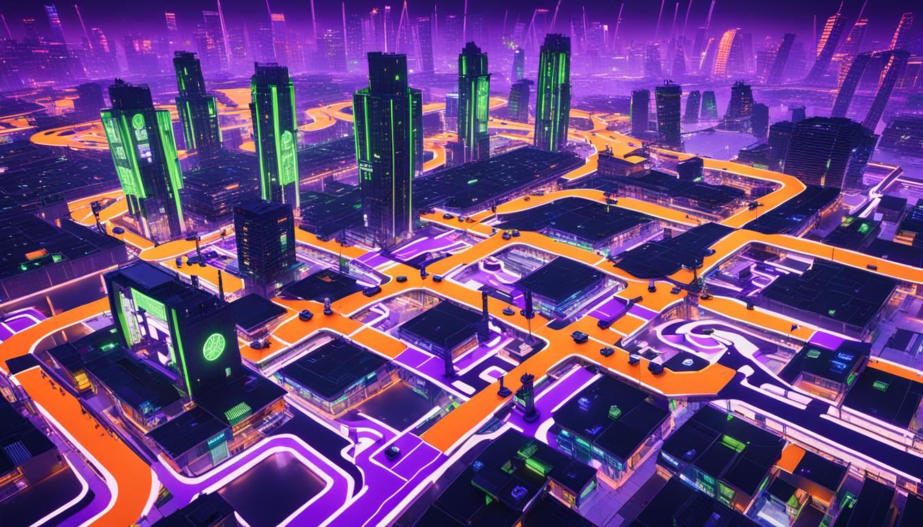 Neon Futuristic Cityscape at Dusk