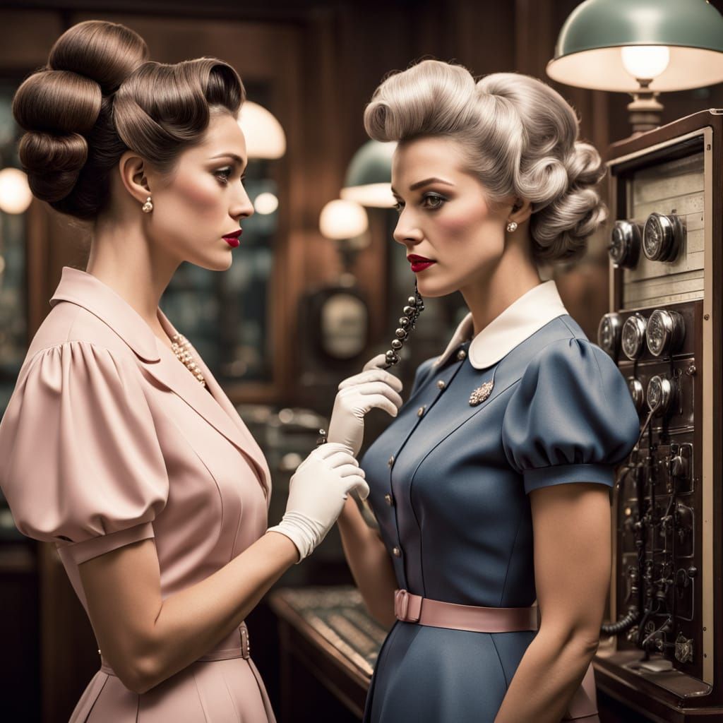 Vintage Magazine Photo of Women at Switchboard