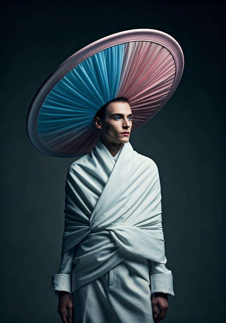 Elegant Androgynous Portrait in Transgender Colours