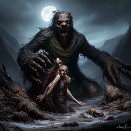 Horrific Monster in Dark Fantasy Style