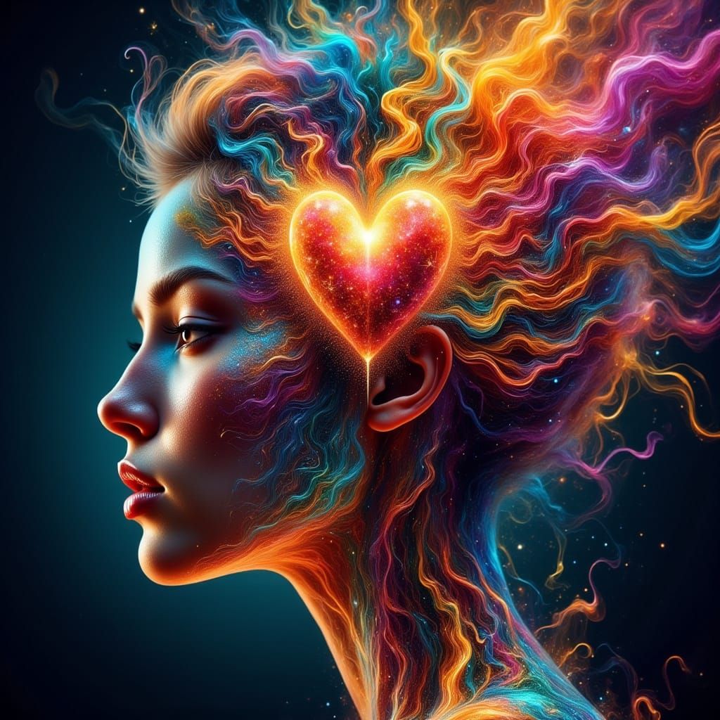Vibrant Rainbow Heart Ablaze with Pride and Self-Love