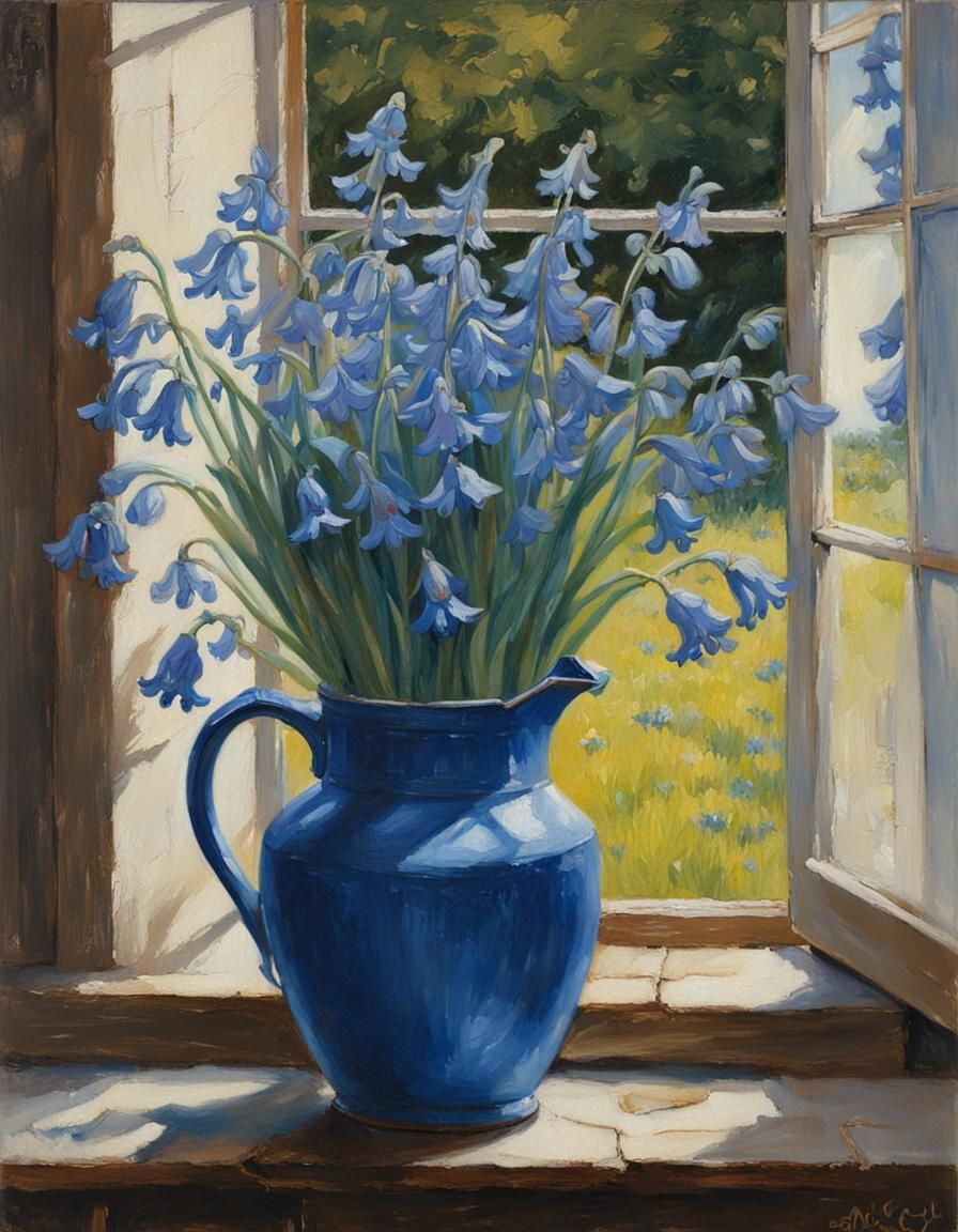 Bluebells in a Jug: An Oil Painting